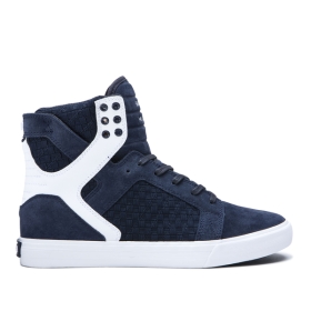 Supra Mens SKYTOP Navy/Navy/white High Top Shoes | CA-86727